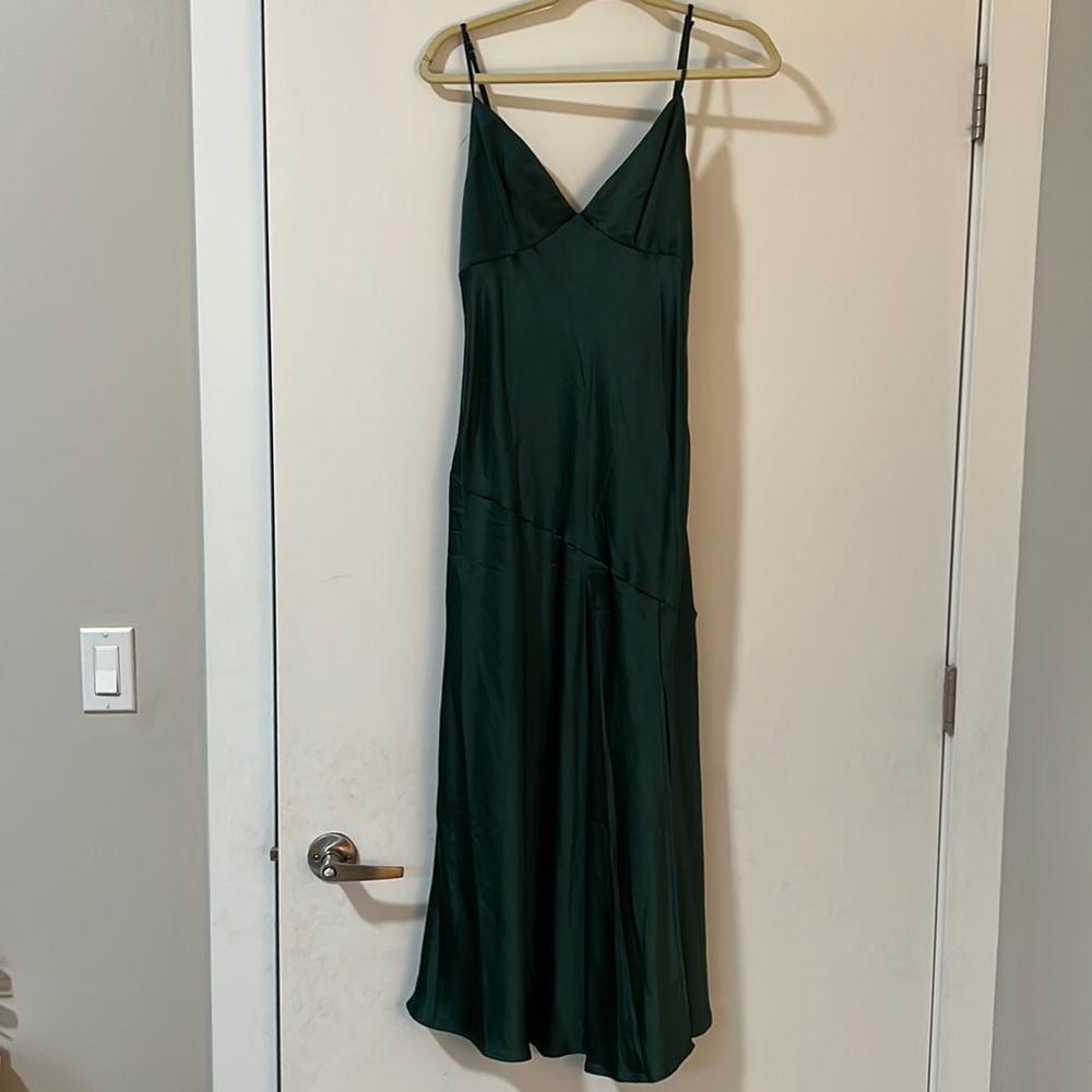 Green Silky Dark Green Dress